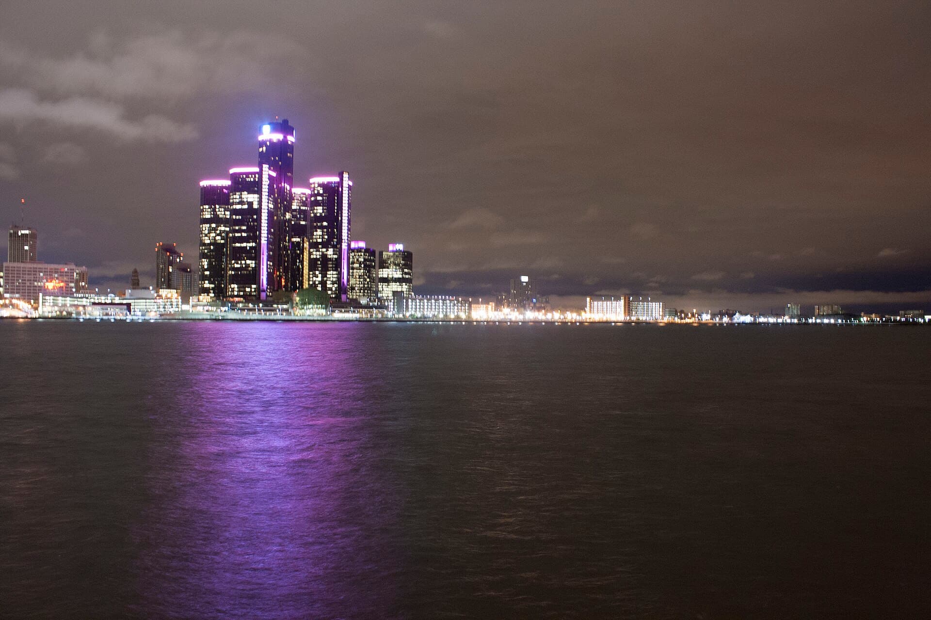 The Detroit skyline at dusk