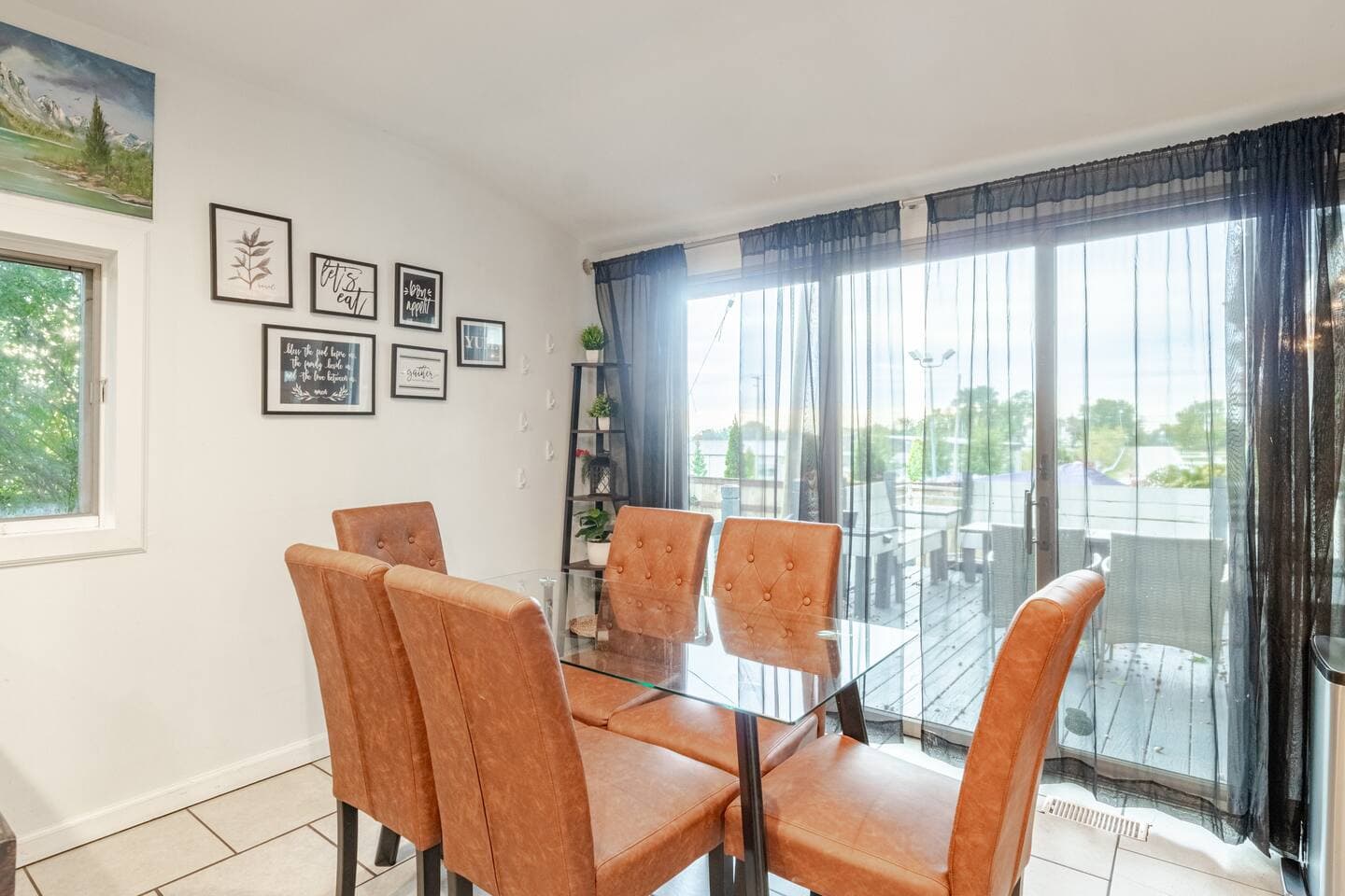 Dining table beside the deck doors