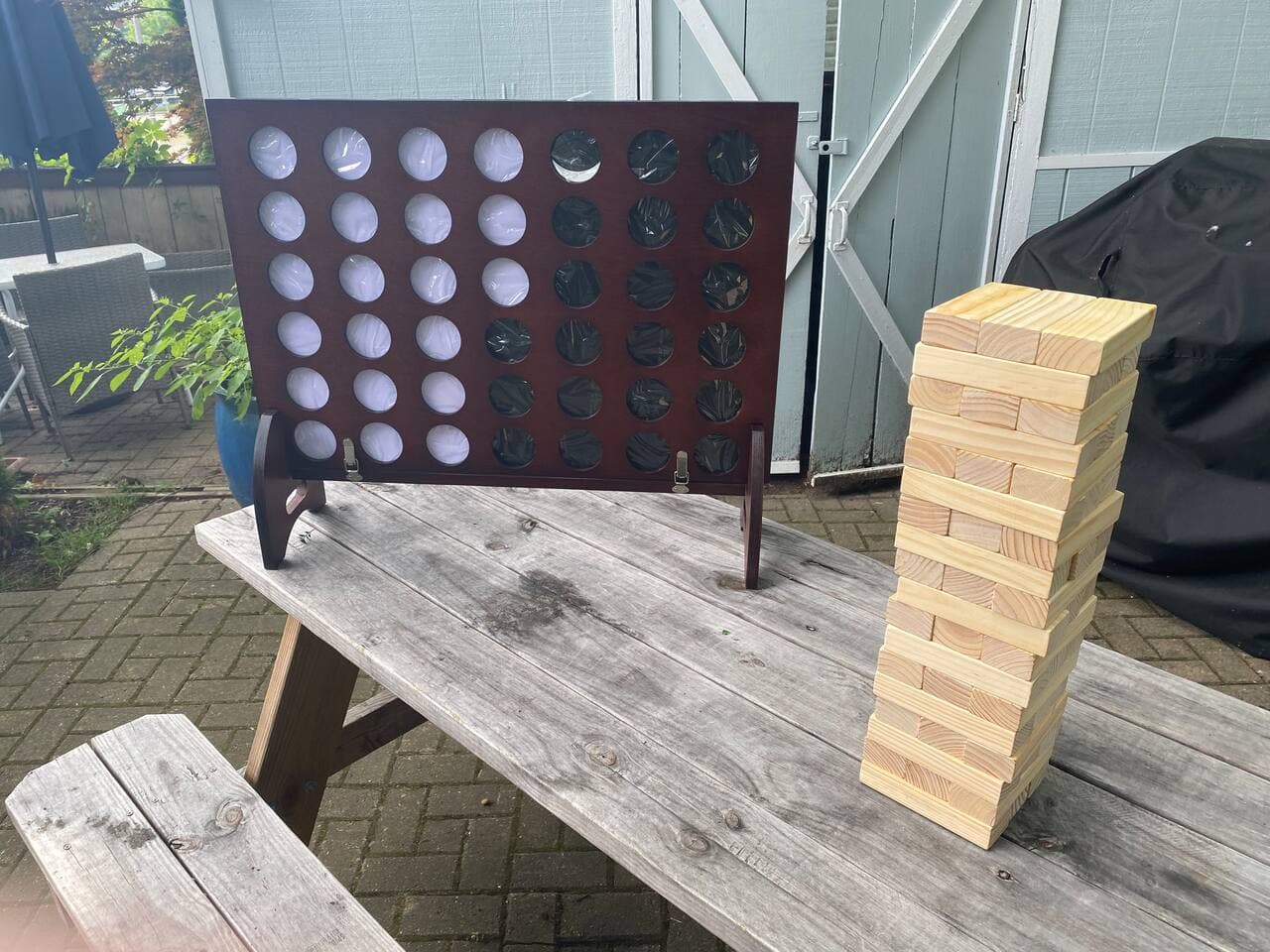 Giant Connect 4 and Jenga lawn games